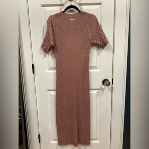 Varley Textured Knit Midi Dress in Dusty Rose